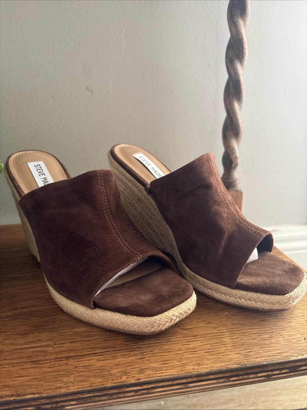 Steve Madden Brown Suede Espadrille Wedge Mules